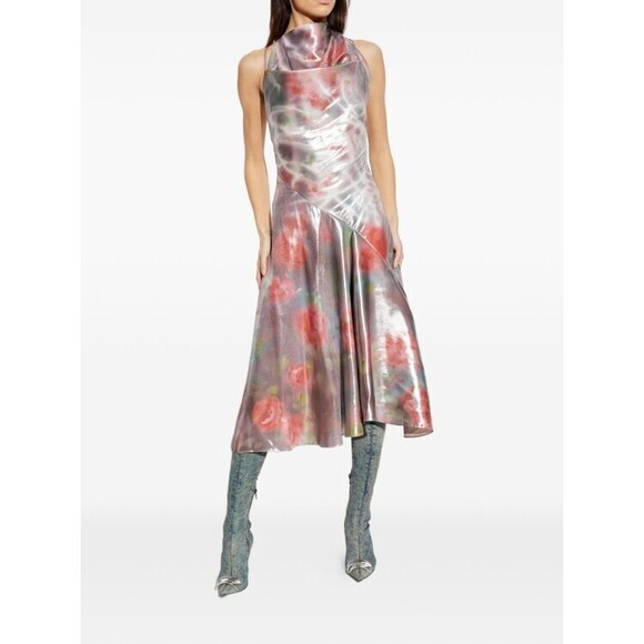 Diesel Pink Floral Print Midi Dress - NWT - Picture 2 of 5